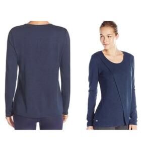 Alo Yoga 'Kira' Asymmetrical Long Sleeve Top Navy M Loungewear Athletic Academia